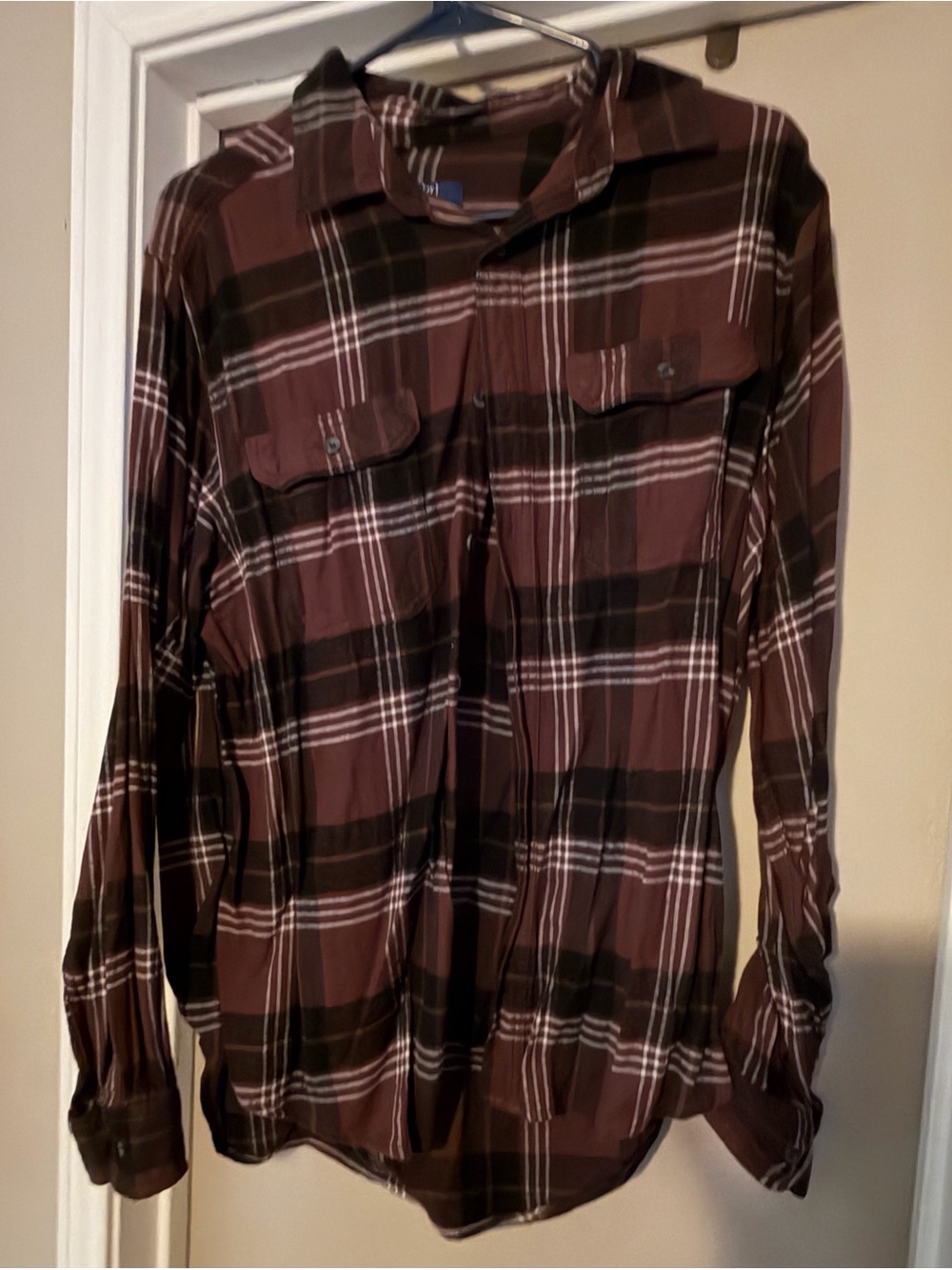 Men's Plaid Button-Up Jacket Shirt - Maroon Plaid